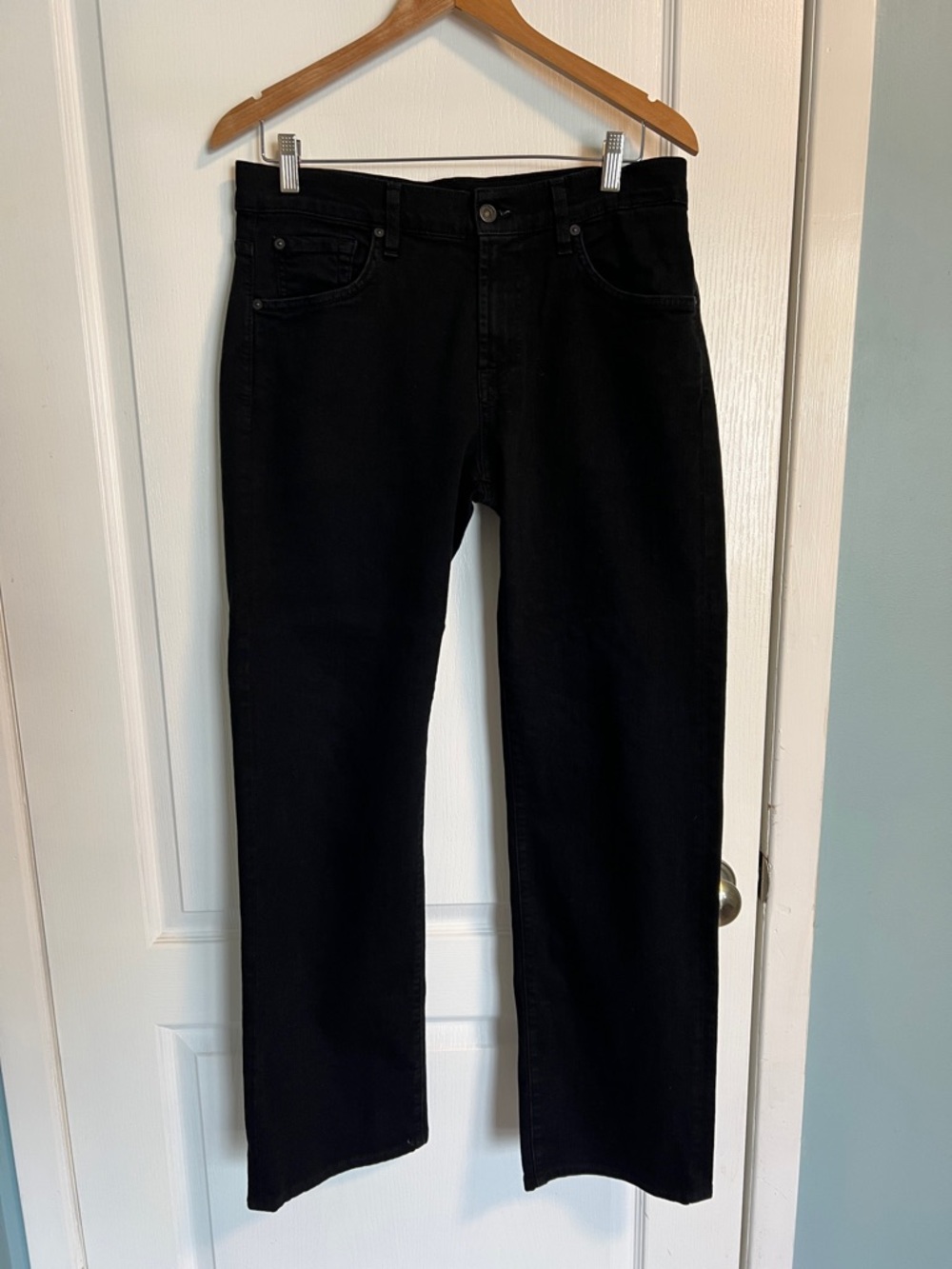 7 For All Mankind Black Straight Jeans